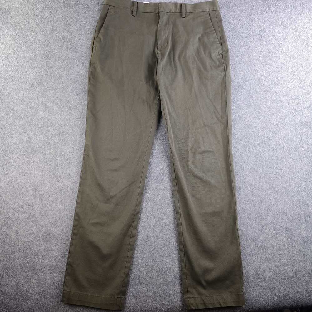 Banana Republic Aiden Pants Mens 32x32 Slim Fit Green Flat Front 100% Cotton